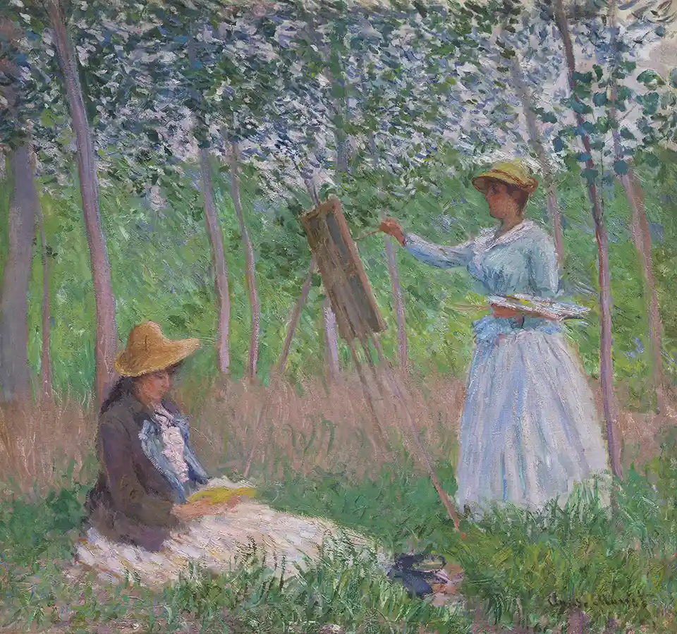Blanche Hoschedé at Her Easel with Suzanne Hoschedé Reading